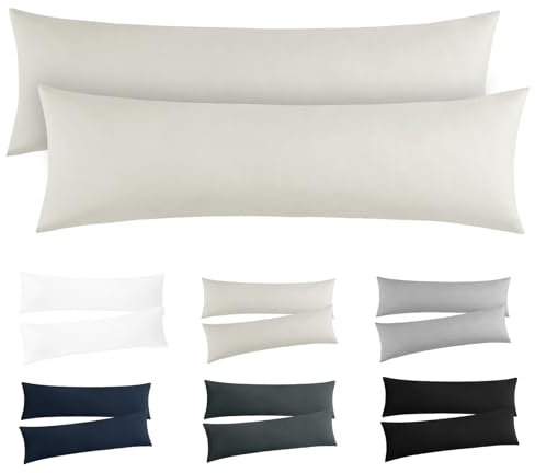 RUIKASI Kissenbezug 40x145 Beige 2er Set - Oeko Tex Seitenschläferkissen Bezug 40 x 145 cm mit Reißverschluss aus Mikrofaser, Seitenschläferkissenbezug 145x40 Pillow Case Pillow Cover
