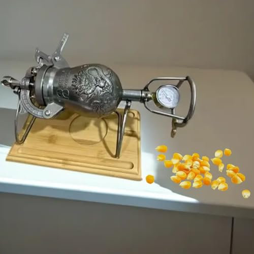 Máquina para hacer palomitas de maíz con válvula de doble presión, minimáquina china vintage para hacer palomitas de maíz, de acero inoxidable, para decoración del hogar tradicional y retro (350 ml)
