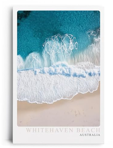 Paul Sinus Leinwandbild 60x90cm Leinwandbild Whitehaven Beach tropische Küste türkisblaues Meer traumhafte Natur paradiesische Ästhetik maritime Kunst