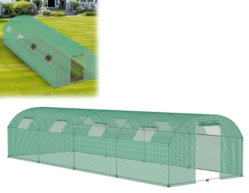 UISEBRT Serra in pellicola per pomodori, serra da giardino con porta e finestra, 3 x 8 x 2 m, in HDPE + pellicola LDPE con tubo in acciaio UV Ø 22 mm, per verdure, fiori e erbe aromatiche