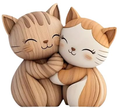 Generisch Süß Katzen Deko Figuren Holz, 1Paar Tierische Büro Dekoration Schreibtisch Lustig, Katzenschild Tischdekoration Für Tisch Haustierliebhaber Geburtstag Weihnachten