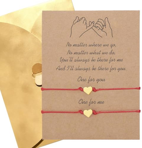 ARYIMYDP Set de 2 Bracelets Cœur en Macramé Élégant, Bijou Symbolique Bonheur & Amour pour Anniversaire, Fête des Amoureux, Noël