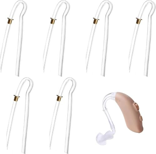 6pcs Hearing Aid Tubes, Hearing Aid Tubes Replacement Nhs with Gold Lock, Lightweight Sturdy Suitable for Most Hearing Aids Replacement Transmitting Clear Sound(3.6 * 2.0mm)