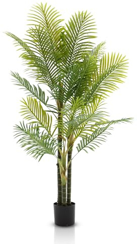 Meisterhome Areca - Planta artificial de 180 cm – Planta artificial tropical grande – Planta artificial realista con hojas naturales – Fácil de limpiar para salón, oficina y hotel