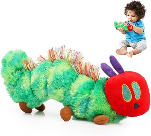 Umllpet Raupe Nimmersatt Kuscheltier, 25cm Kleine Raupe Weiche Plüschtier Baby Stofftier Spielzeug Geburtstag Geschenk für Kinder Jungen und Mädchen