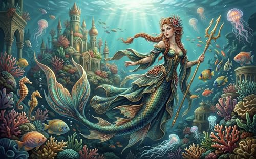 Die Legende der Meerjungfrau Puzzle 1000 Teile, Entspannendes Spiel | Puzzle mit 1000 Teile, Größe 70x50cm, ab 14 J., Motiv Die Legende der Meerjungfrau für lustiges Tischspiel und Geschenkideen