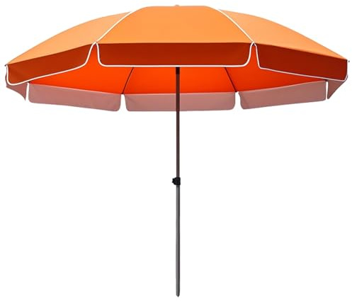 Générique Parasol De Jardin Double Couche 220-260cm, Résistant À L Eau UV50+, Ombrelle Extensible Anti-Vent avec Pied Acier, Parasol De Terrasse Plage Piscine(Orange,260cm/8.5ft)