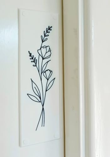 BDC Jewellery Door Finger Push Plates for Internal Doors, Butterfly, Bee or Floral Design. (B+W-Flower)