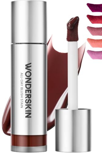 Wonderskin Colorete líquido – Tinte de mejillas de larga duración | Colorete líquido intransferible tono rojo castaño, con color ligero y modulable que dura todo el día