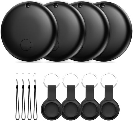 Smart Air Tracker Tags 4 Pack, Smart Wireless Tracker Compatible with Apple Find My (iOS Only), IP67 Waterproof Item Finder with Replaceable Battery for Keys, Luggage, Bags, Suitcases