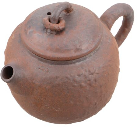 GAROZATION Teiera Cinese in Terracotta Fatta a Mano da 100ml con Manico Anti-scottatura e Superficie Testurizzata, Stile Retrò Vintage per Cerimonia del Tè e Riunioni Familiari