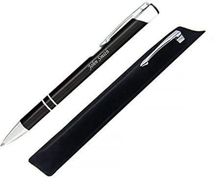 Personalised Pen COSMO Black, FREE laser engraving with your Name, Slogan or Logo, Ideal Birthday, Wedding Anniversary Gift UK