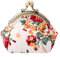 Oyachic Printed Coin Purse Vintage Pouch Buckle Clutch Bag Kiss-Lock Change Purse Floral Clasp Closure Wallets for Women Girl (White)