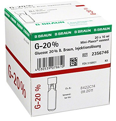 GLUCOSE 20% B.Braun Mini Plasco connect Inj.-Lsg. 20X10 ml