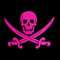 ERREINGE STICKER PRESPAZIATO ROSA FLUO 12cm - Calico Jack Pirata Pirate Teschio Skull - Adesivo Decal Decalcomania Vinile Murale Laptop Auto Moto Casco Camper