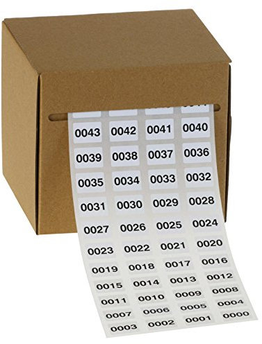 Fortlaufend nummerierte Zahlen Nummern 18x13mm 1000 Stück Aufkleber Etiketten Folie wasserfest