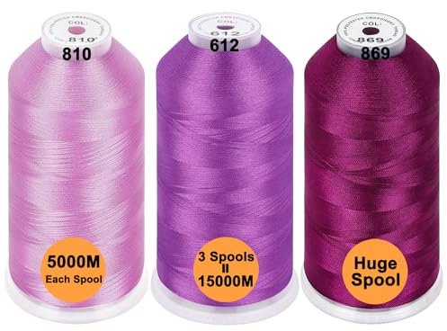 New brothread 3er Set Verschiedene Lila Farben Polyester Maschinen Stickgarn Riesige Spule 5000M für alle Stickmaschine