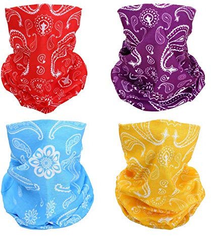 SMEHCF 4 Multifunktionstuch Gesichtsmaske Motorradmaske Sportmaske Sturmmaske Maske Halsmanschette Schal Bandana für Damen Herren Blau Gelb Rot Konjak Blume
