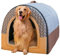 Haustierbett, Großer Hund Hundehütte Winter Warm halten Waschbar Innen Luxus Hundehütte Vier Jahreszeiten Hundehöhle Iglu,F,XXL92*68 * 72cm