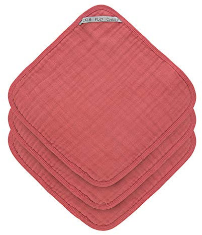 Lässig 1312016611 Muslin Washcloth Set 3 rosewood, rosa, 35 g