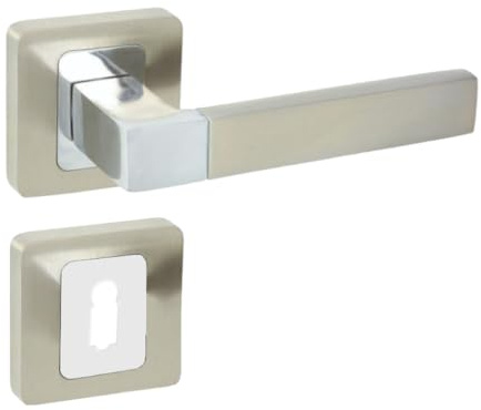 Domino ERIS QR M6/M9 - Set di maniglie per serratura a chiave BB | Rosone quadrata | Per porta della camera, ufficio, cantina e interni | Ferrures