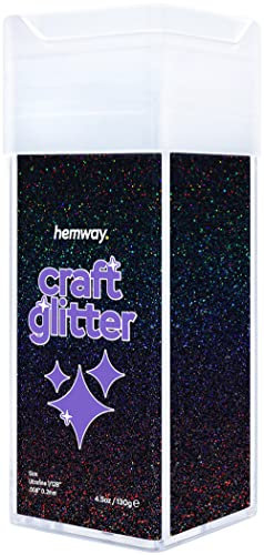 Hemway Premium Craft Glitter Shaker - Black Holographic | 130g Ultrafine Metallic Flake Sequins for Resin & Epoxy Crafts | Halloween Craft Supplies for Face, Eye & Nail Art, Mask Decorating