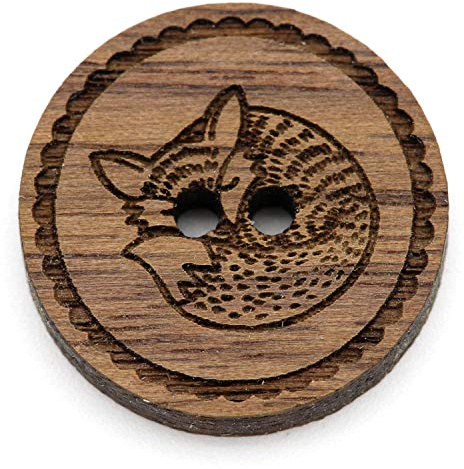 NaturSchatulle Holzknöpfe Gravur Motiv Fuchs 12-30mm I 25 Stück Nussbaum 2 Loch Knöpfe Holz DIY Basteln Nähen Schmuckherstellung Annähen Rund 20mm