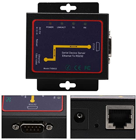Lazmin Convertidor de 1 Puerto Ethernet RJ45 a RS232, RJ45 a RS232 Single Serial Server Plug-in Convertidor RS-232/485/422 a TCP/IP(Enchufe de la UE)