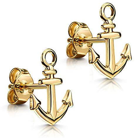 Ohrstecker Ohrringe Anker Maritim 333 Gelbgold 8 Karat / 8K Ohrschmuck Gold für Damen