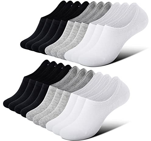 FALARY Sneaker Socken Damen 35-38 FüSslinge FüßLinge & Sneakersocken für Damen Und Herren Unsichtbare Socken No Show Socks Sportsocken 10 Paar Schwarz Weiß Grau,35-38