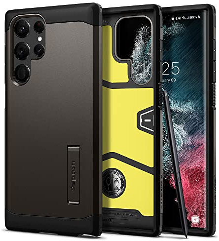 Spigen Tough Armor Hülle Kompatibel mit Samsung Galaxy S22 Ultra -Gunmetal