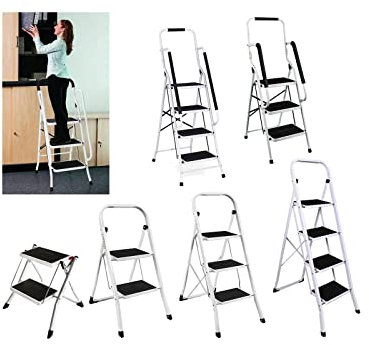 Metall Tritthocker Tritt Leiter Trittleiter Klapptritt bis 150 kg belastbar (2 Stufen Mini)