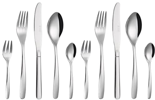 Russell Hobbs COMBO-7574 Florence 40 Piece Cutlery Dinnerware Set, 18/0 Stainless Steel Tableware for 8 Place Settings, 25 Year Guarantee, Includes Knife/Fork/Dessert Fork/Dessert Spoon/Teaspoon
