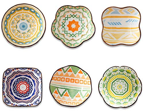 HolaJia Ceramic Dip Bowls Set for Dessert,Soy,Condiments,Side Dishes,Snack,Sauce Dish,Set of 6,4 Oz