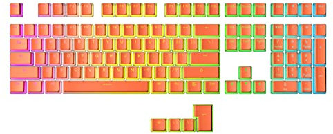 Ranked Set de Touches Pudding en PBT | 112 Touches Double Shot Translucides pour Claviers ANSI US & ISO | Profil OEM pour Claviers Gaming RGB (Coral)