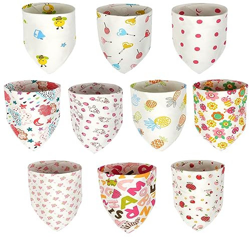 Vicloon Baby Dreieckstuch, 10 Stück Sabberlätzchen Baby, Super Saugfähige Bio-Baumwoll Halstuch Babys, Dreieckstuch Baby Junge, Babys Verstellbare Babys Lätzchen für Junge und Mädche
