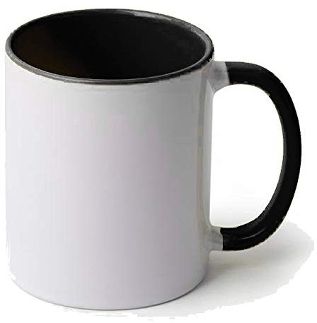 Tazas de cerámica con Interior y asa de Color Calidad (A) | Ideales para ser Impresas Mediante la sublimación | Material de Calidad (A) | Color Negro
