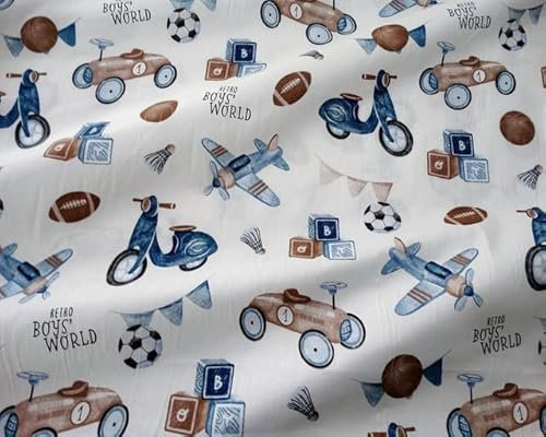 LINPM Sterne Motorrad Baumwollstoff Bedruckte Kleidung DIY handgefertigt für Baby Nähen Patchwork Quilten Fat Quarters Tissus