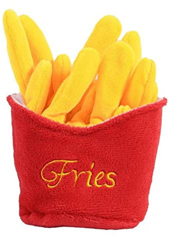 Quietschende Plüschhundspielzeug Langlebiger Welpe Zahnen Spielzeug Interaktiver Hund Kauen Spielzeug Weiche Plüschgefüllte Pommes Frites -Form -haustierspielzeug