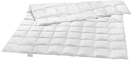 Bodyprotect leichte Daunendecke, Sommerdecke 100% neuen Daunen (60%) & Federn (40%), Kassettendecke, Bettdecke 100% Baumwolle (Daunenbatist), Downpass, Nomite, Ökotex, 60 Grad waschbar, 155 x 220 cm