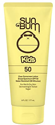 Sun Bum Kids SPF 50 Sunscreen Clear Body Lotion - Broad Spectrum Water-Resistant Sunscreen with Vitamin E - For Wet or Dry Skin - Hawaii 104 Act Compliant (Without Octinoxate & Oxybenzone) - 6 oz