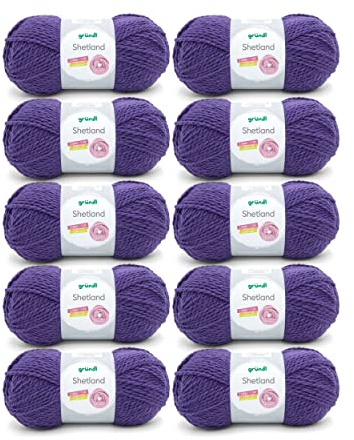 Gründl Wolle Shetland - Winterwolle - 10 Knäuel 100 g, lila | Dicke Wolle zum Häkeln und Stricken Weich und wärmend - 80 % Polyacryl, 20 % Wolle - 100 g / 170 m - Nadelstärke 7-8