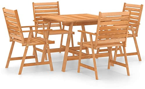 Yolola Sitzgruppe Garten Holz Essgruppe 4 Personen Gartenmöbel Set mit 4 Gartenstuhl Gartenmöbel Essgruppe Gartengarnitur Holz Sitzgarnitur Gartentisch Balkonmöbel Set Balkongarnitur Grau