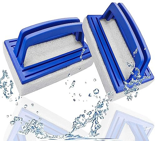 2 Pièces Eponge de Piscine Eponge Magique Piscine Brosse de Nettoyage de Piscine Outil de Nettoyage de Brosse de Piscine avec Poignée pour Nettoyer la Saleté et la Mousse