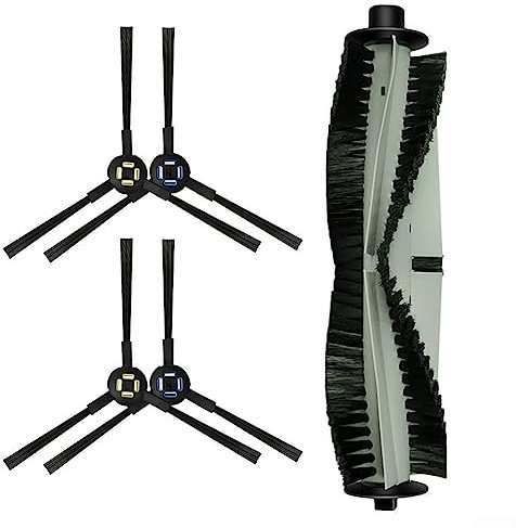 HEIBTENY Brosse d'aspirateur pour Silvercrest SSR1 SSRA1 pour aspirateur robot pour A9s A9 A7 L100 (1 brosse à rouleau + 4 brosses latérales)