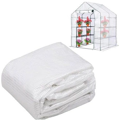 La Couverture portative de Serre , avec Couverture en PVC Clair et Chaud et Fermeture à glissière 143x143x195cm Plantes Fleurs Bâche Renforcée pour extérieures de Fleur grandissent (Blanc sans Cadre)
