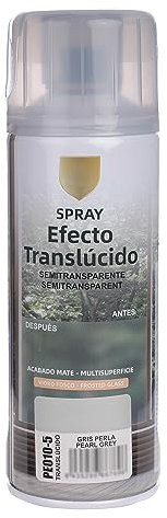 H HANSEL HOME Pintura Spray Vidrio y Cristal, Spray Esmerilado Cristal, Pintura para Pintar Vidrio, Efecto Translúcido Semitransparente - Gris Perla 400ml