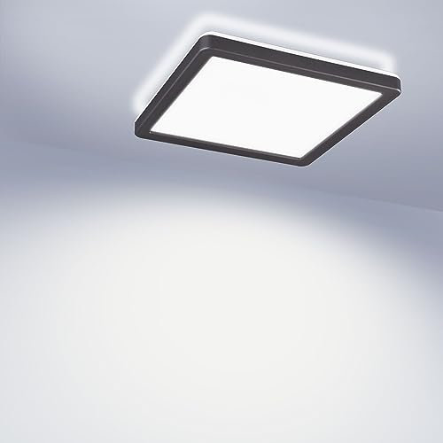 Moderne LED Deckenlampe LUCKY Schwarz- Eckiges Design, 12W Neutralweiß, Aufputzmontage Deckenleuchte schlicht