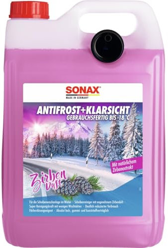 SONAX AntiFrost+KlarSicht Gebrauchsfertig bis -18 °C Zirbe (5 Liter) schneller, schlierenfreier & effektiver Scheibenreiniger für den Winter | Art-Nr. 01315050