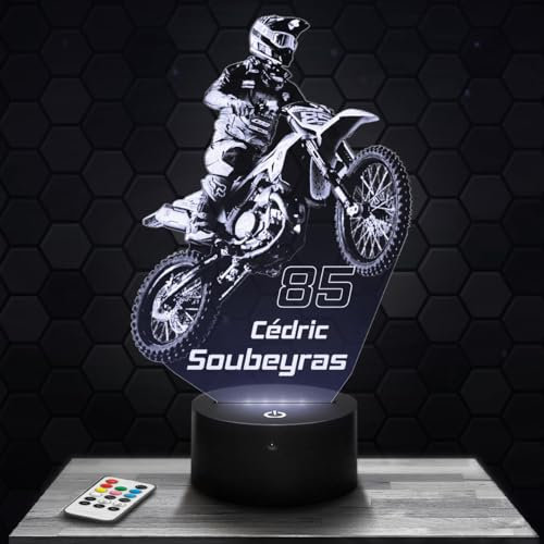 Nachttischlampe C. Soubeyras Motocross deko Supercross. Geschenkidee Mann objekt C.Soubeyras Motocross Nachtlicht Erwachsene deko Zimmer. Weihnachten